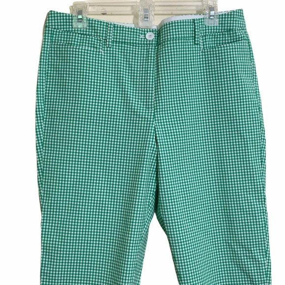 Talbots Womens Green Gingham Perfect Skimmer Crop - Picture 2 of 5